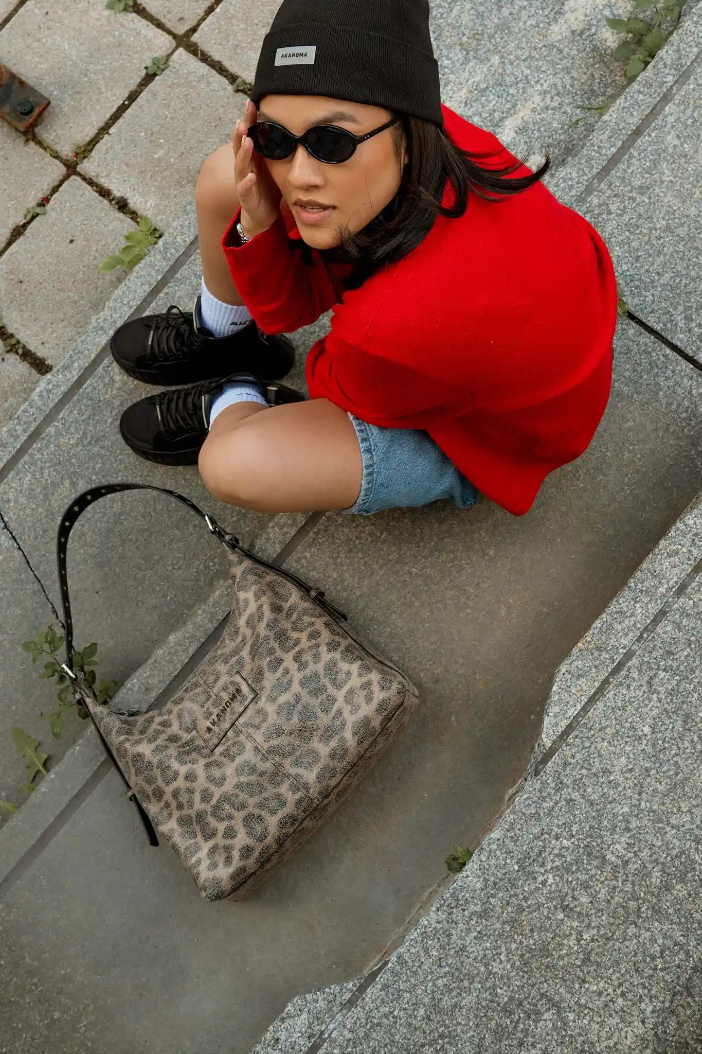 COPENHAGEN SHOULDER BAG WITH CROSSBODY STRAP - LEOPARD